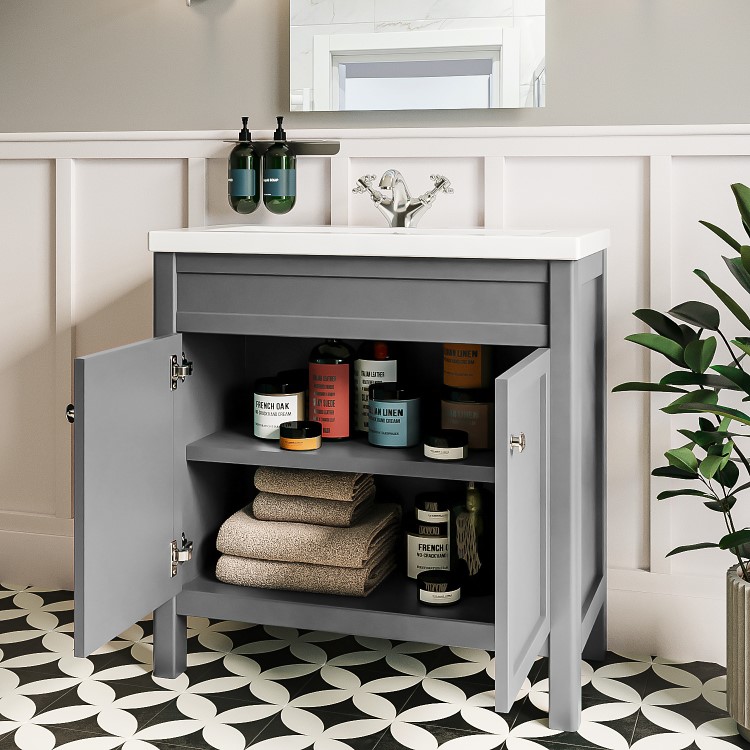 800mm Grey Freestanding Vanity Unit with Basin - Avebury