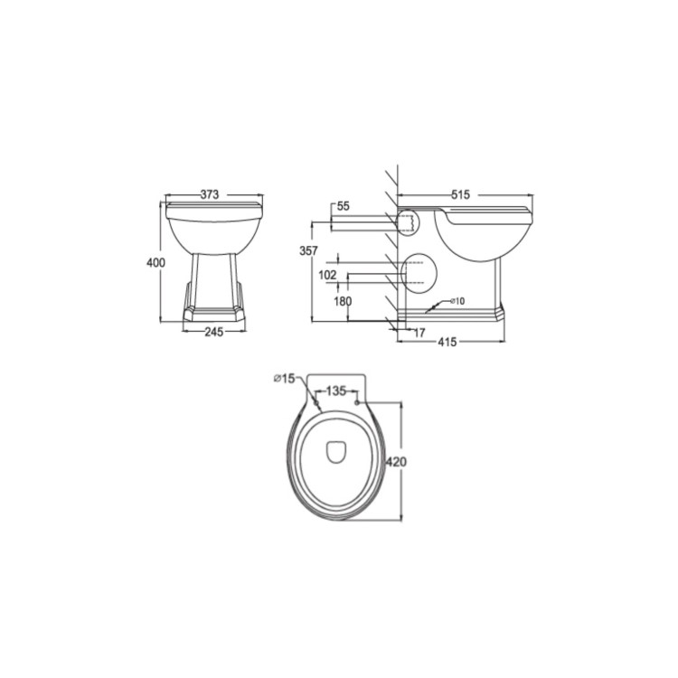 500mm Grey Back to Wall Unit with Traditional Toilet - Avebury