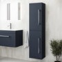 Double Door Blue Wall Mounted Tall Bathroom Cabinet with Chrome Handles 350 x 1400mm - Ashford