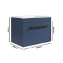 600mm Blue Wall Hung Vanity Unit with Basin and Black Handle - Ashford