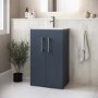 500mm Blue Freestanding Vanity Unit with Basin and Chrome Handle - Ashford