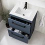 600mm Blue Freestanding Vanity Unit with Basin and Black Handle - Ashford