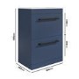 600mm Blue Freestanding Vanity Unit with Basin and Black Handle - Ashford