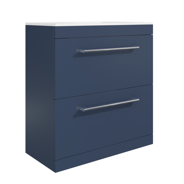 800mm Blue Freestanding Vanity Unit with Basin and Chrome Handle - Ashford