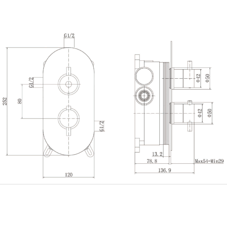 Black Single Outlet Wall Mounted Thermostatic Mixer Shower Set - Arissa