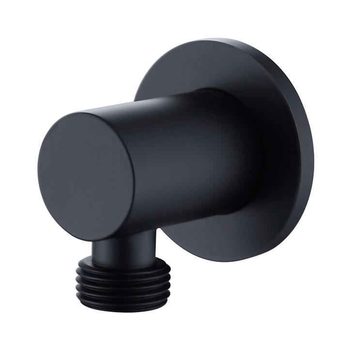 GRADE A1 - Arissa Matt Black Round Wall Outlet Elbow 