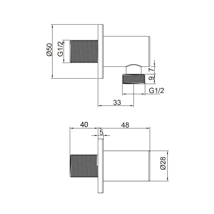 GRADE A1 - Arissa Matt Black Round Wall Outlet Elbow 