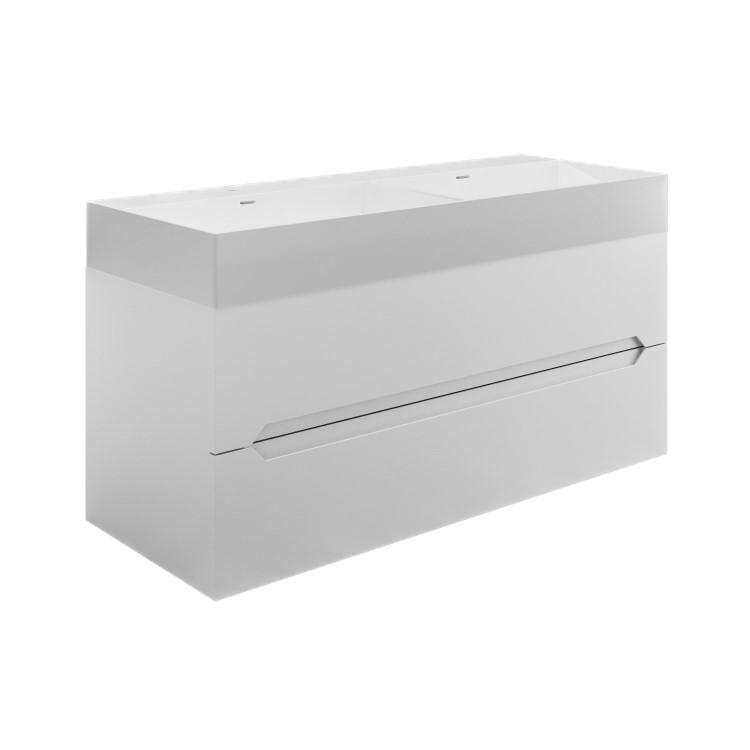 1200mm White Wall Hung Double Vanity Unit with Basin - Morella