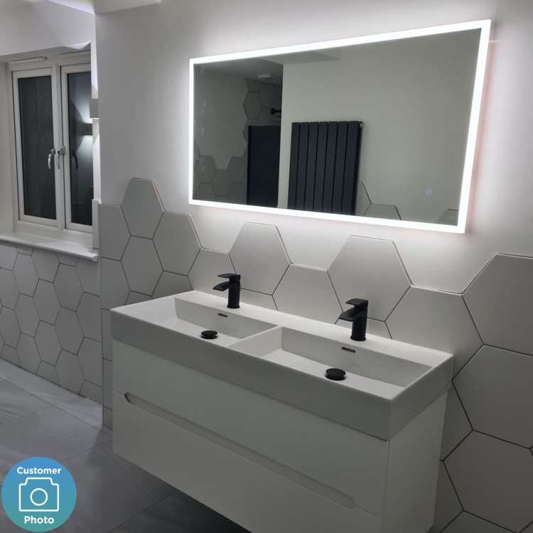 1200mm White Wall Hung Double Vanity Unit with Basin - Morella