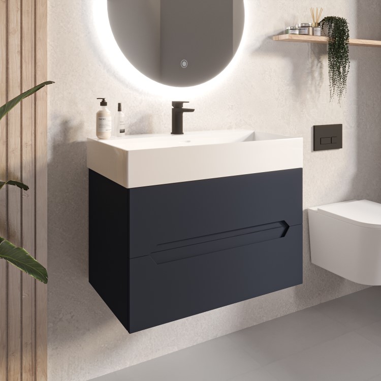 800mm Anthracite Wall Hung Vanity Unit with Basin - Morella