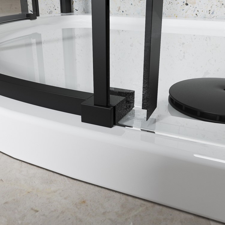 Black 8mm Glass Frameless Quadrant Shower Enclosure 800mm - Aquila