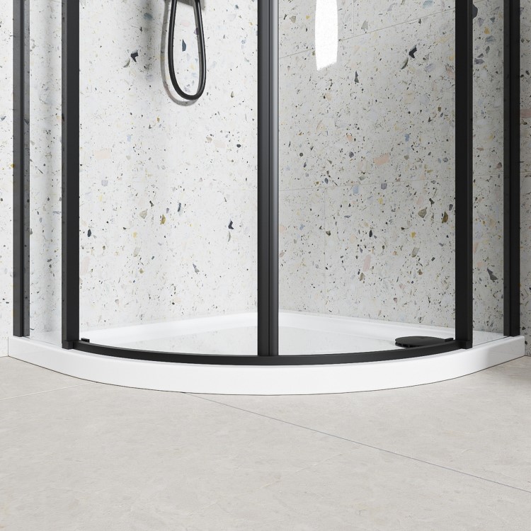 Black 8mm Glass Frameless Quadrant Shower Enclosure 800mm - Aquila