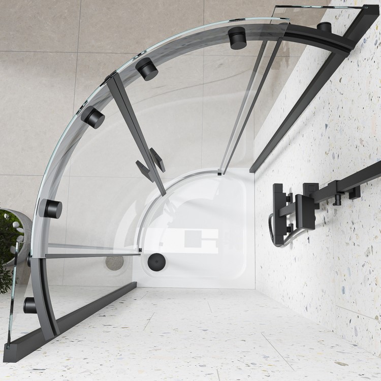 Black 8mm Glass Frameless Quadrant Shower Enclosure 800mm - Aquila