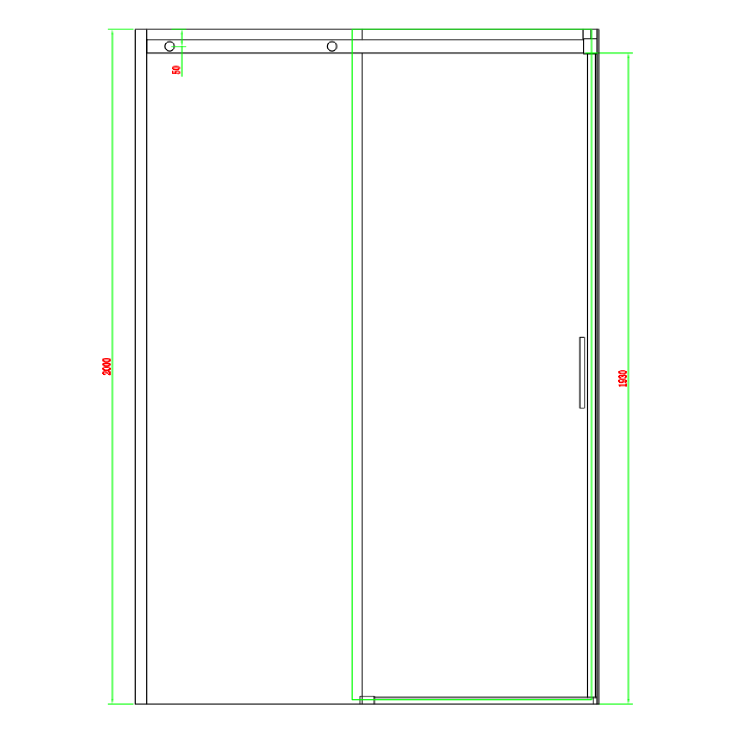 Black 8mm Glass Frameless Rectangular Sliding Shower Enclosure 1000x700mm - Aquila