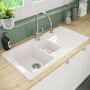 1.5 Bowl Alexandra Reversible Ceramic Kitchen Sink & Evelyn Chrome Pull Out Kitchen Mixer Tap