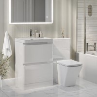 1100mm White Toilet and Sink Unit with Square Toilet - Pendle