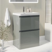 600mm Light Grey Freestanding Vanity Unit with Basin - Pendle