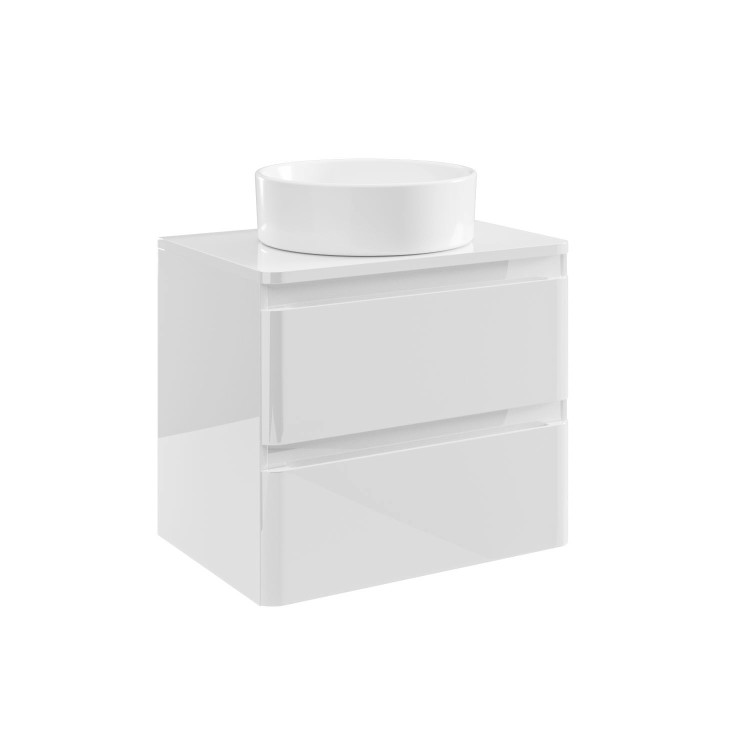 600mm White Wall Hung Countertop Vanity Unit with Basin - Pendle