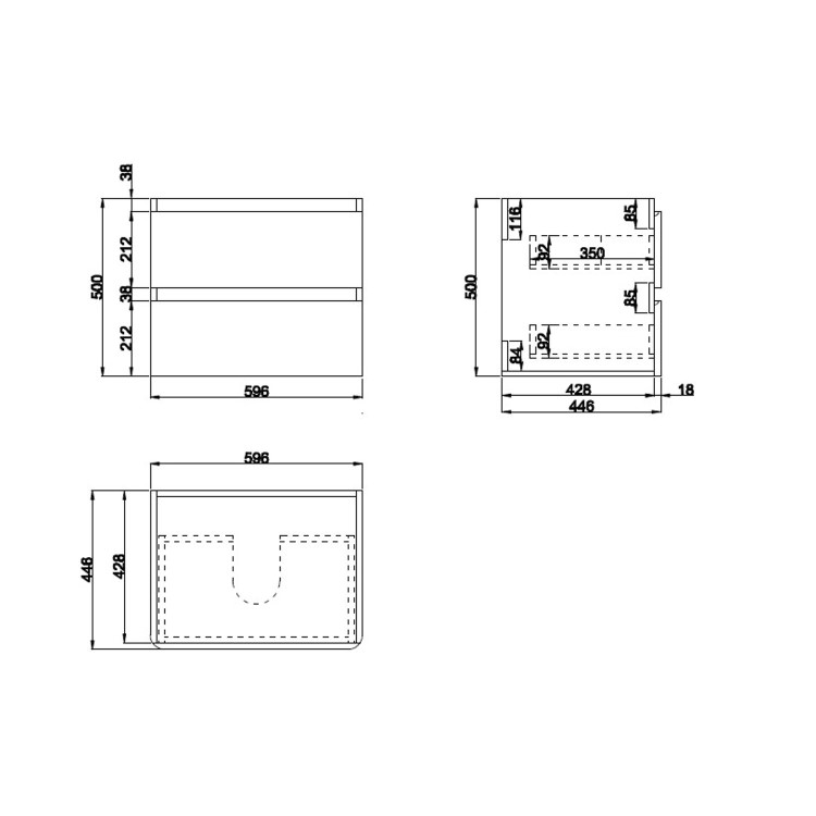 600mm Light Grey Wall Hung Vanity Unit with Basin - Pendle