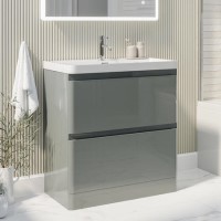 800mm Light Grey Freestanding Vanity Unit with Basin - Pendle