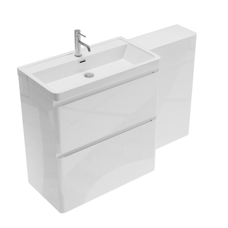 1300mm White Toilet and Sink Unit with Square Toilet - Pendle