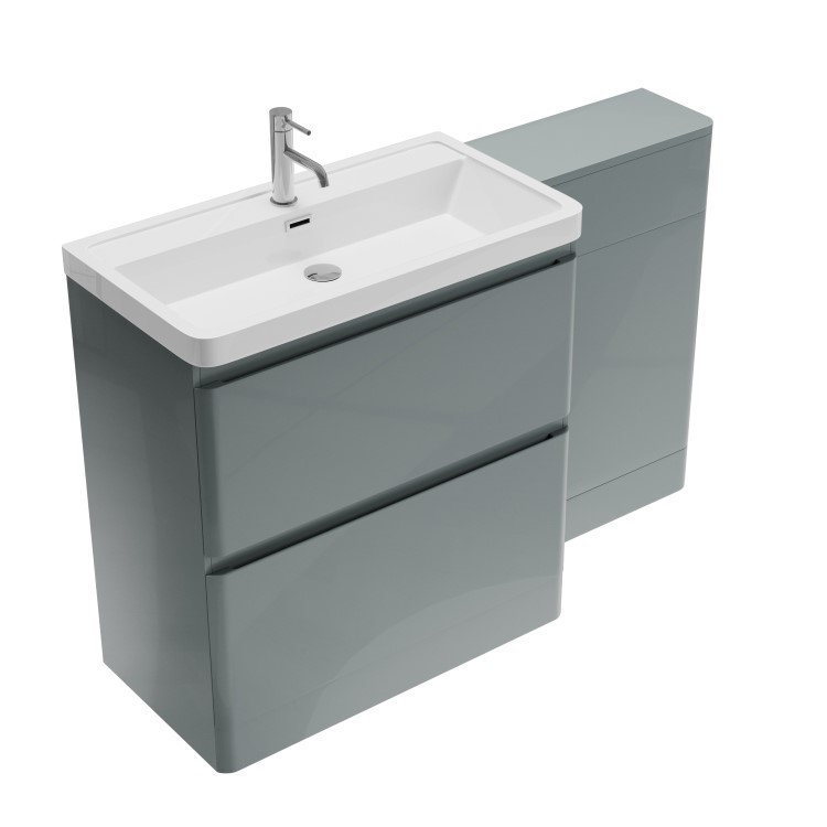 1300mm Light Grey Toilet and Sink Unit with Back to Wall Toilet - Pendle