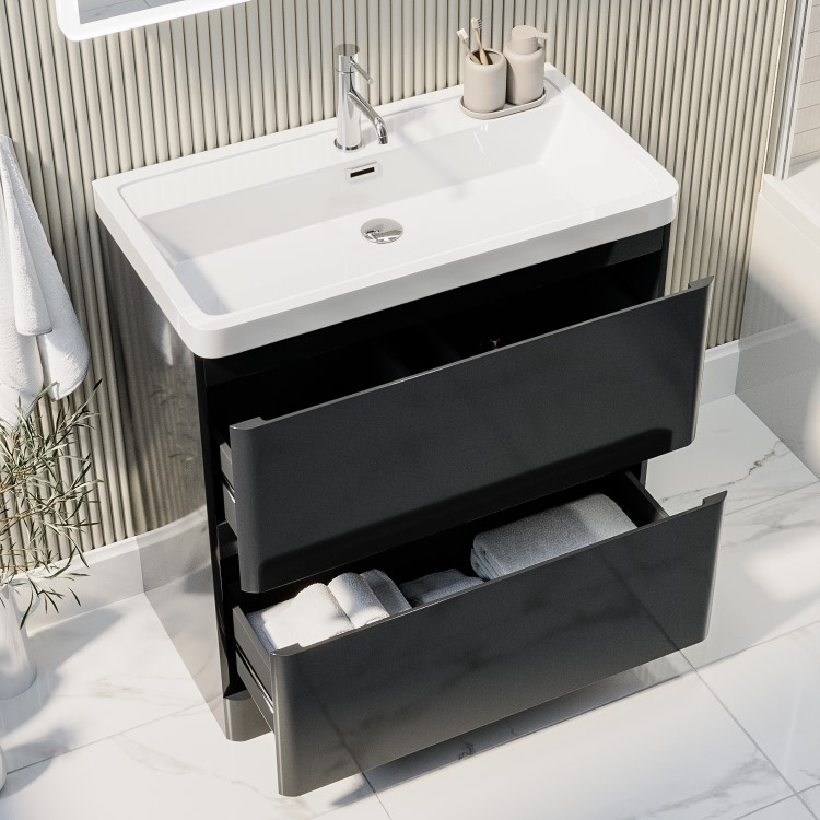 800mm Dark Grey Freestanding Vanity Unit with Basin - Pendle