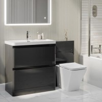 1300mm Dark Grey Toilet and Sink Unit with Back to Wall Toilet - Pendle