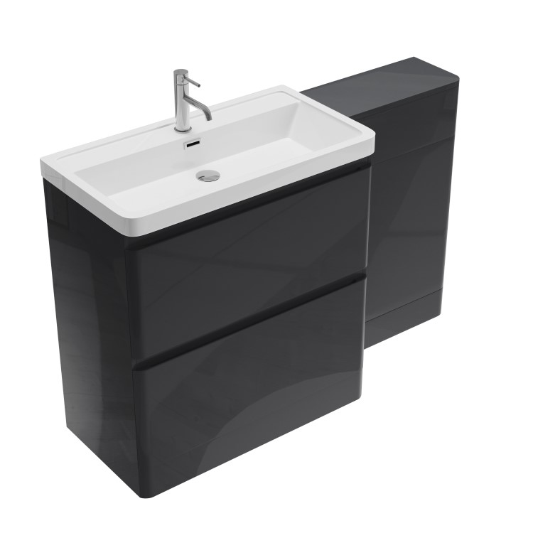 1300mm Dark Grey Toilet and Sink Unit with Back to Wall Toilet - Pendle