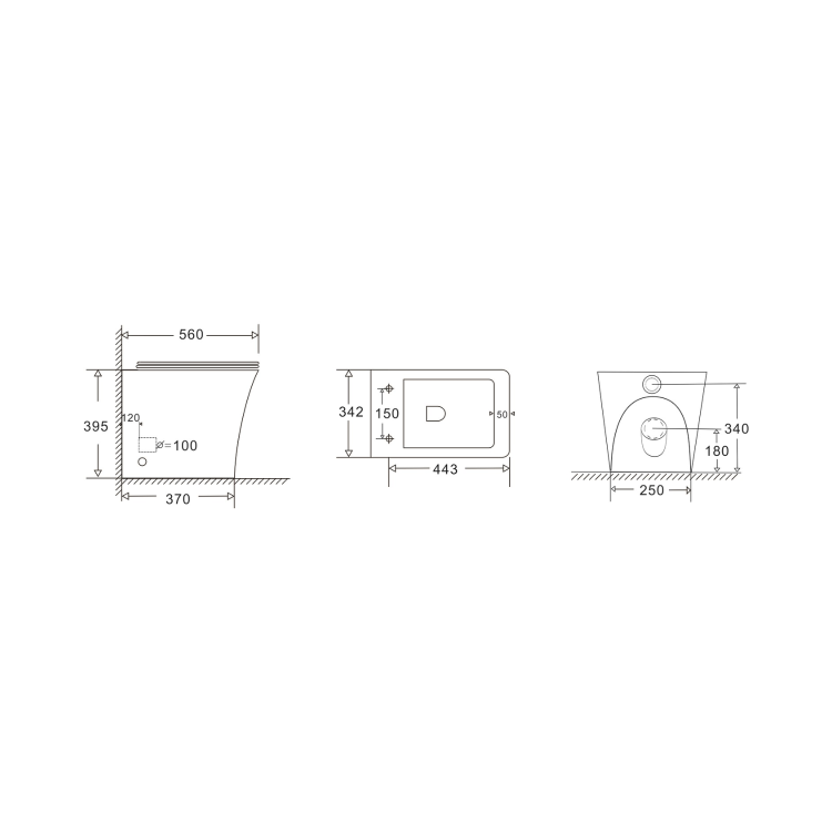 1300mm Dark Grey Toilet and Sink Unit with Back to Wall Toilet - Pendle