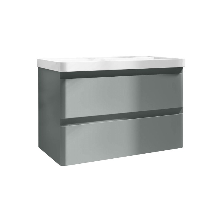 800mm Light Grey Wall Hung Vanity Unit with Basin - Pendle