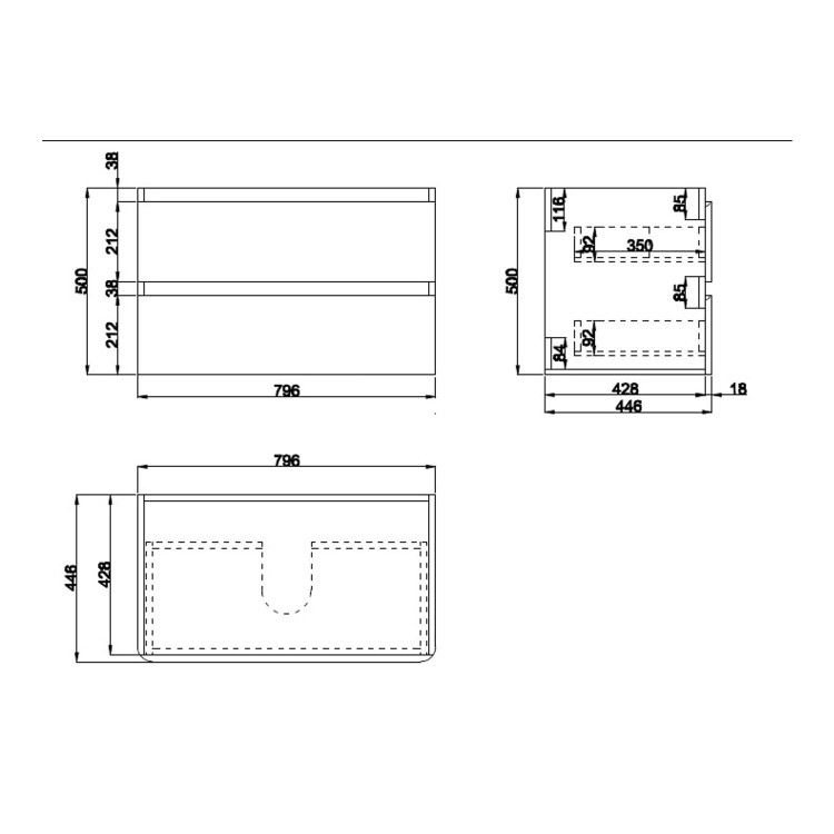 800mm Dark Grey Wall Hung Vanity Unit with Basin - Pendle