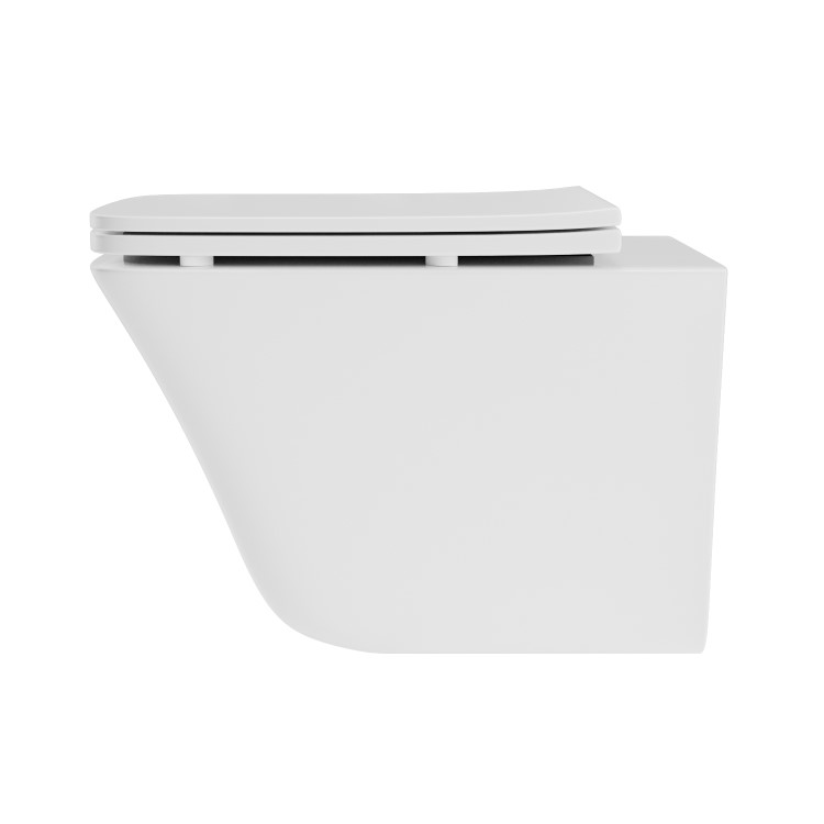 Wall Hung Rimless Toilet  - Includes Cistern Wall Hung Frame Soft Close Seat and Chrome Flush Plate - Boston