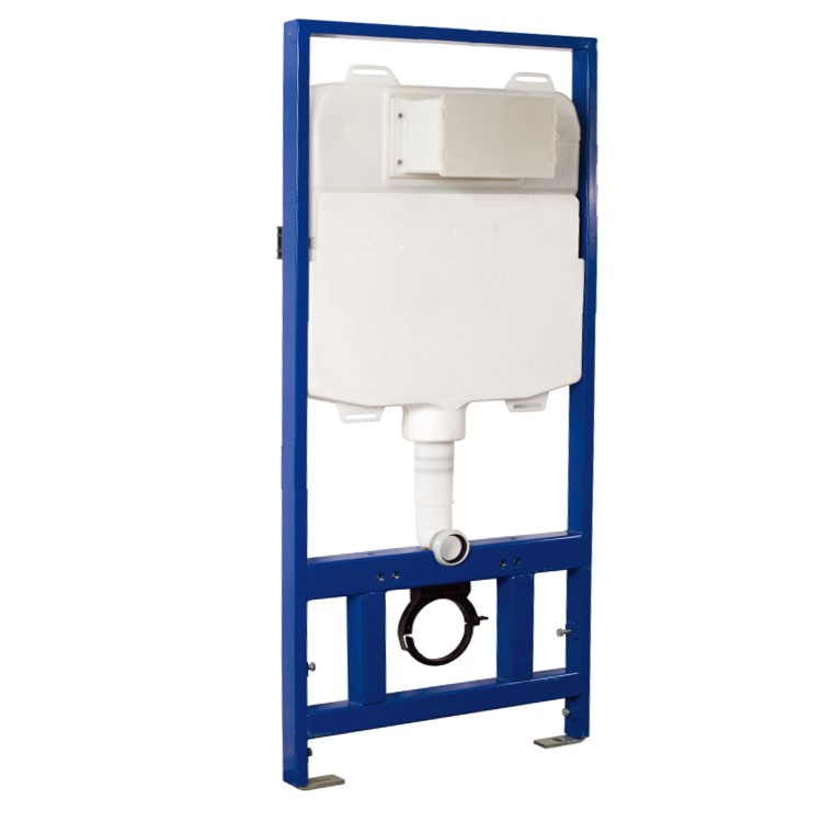 Wall Hung Toilet with Soft Close Seat White Glass Sensor Pneumatic Flush Plate 1160mm Frame & Cistern - Boston