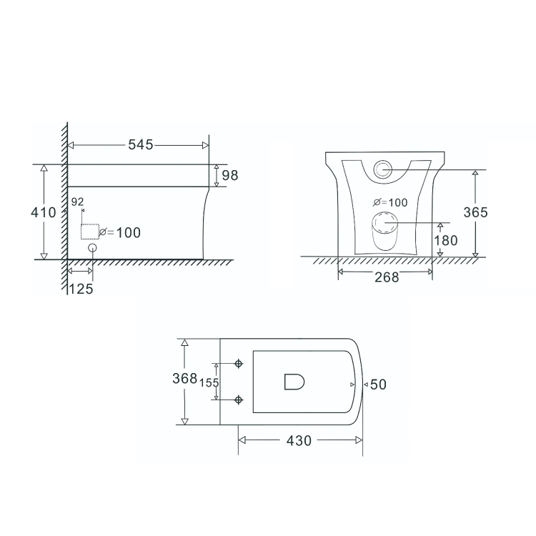 1100mm Blue Toilet and Sink Unit Right Hand with Square Toilet and Brass Fittings - Ashford