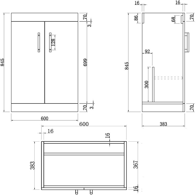 1100mm Grey Toilet and Sink Unit Left Hand with Square Toilet and Chrome Fittings - Ashford