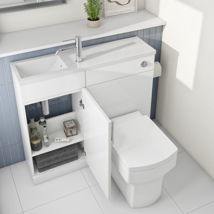 900mm White Cloakroom Toilet and Sink Unit with Square Toilet and Chrome Fittings- Ashford