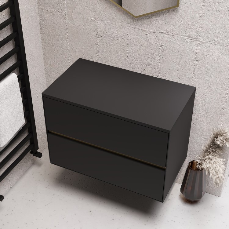 800mm Black Wall Hung Countertop Vanity Unit- Roxbi