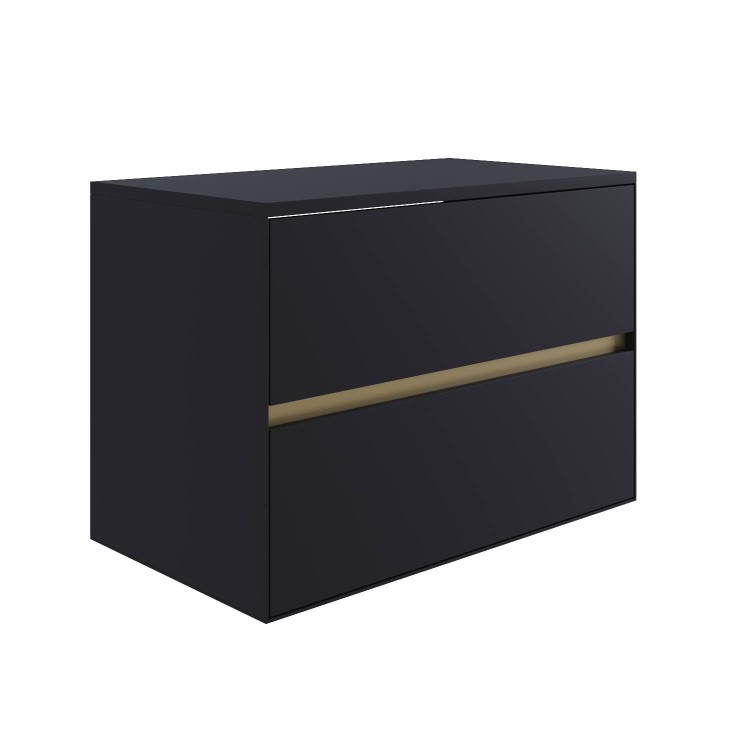 800mm Black Wall Hung Countertop Vanity Unit- Roxbi