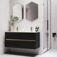 1200mm Black Wall Hung Double Vanity Unit with Basins - Roxbi