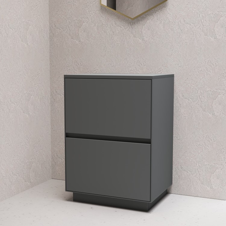 600mm Grey Freestanding Countertop Vanity Unit -Roxbi