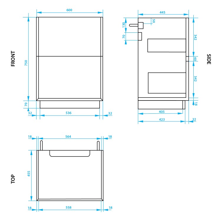 600mm Grey Freestanding Vanity Unit with Basin - Roxbi