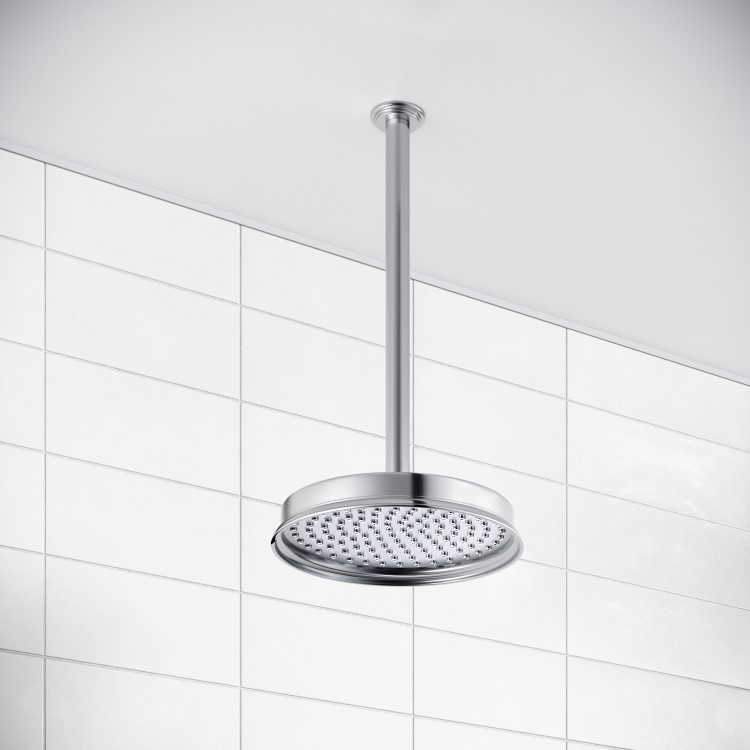 230mm Chrome Traditional Shower Head with Ceiling Arm