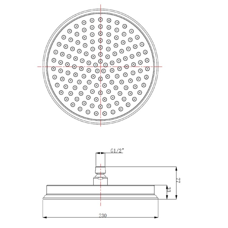 230mm Chrome Traditional Shower Head with Ceiling Arm