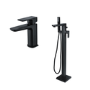 Zana Matt Black Basin Mixer Tap & Freestanding Bath Tap Pack