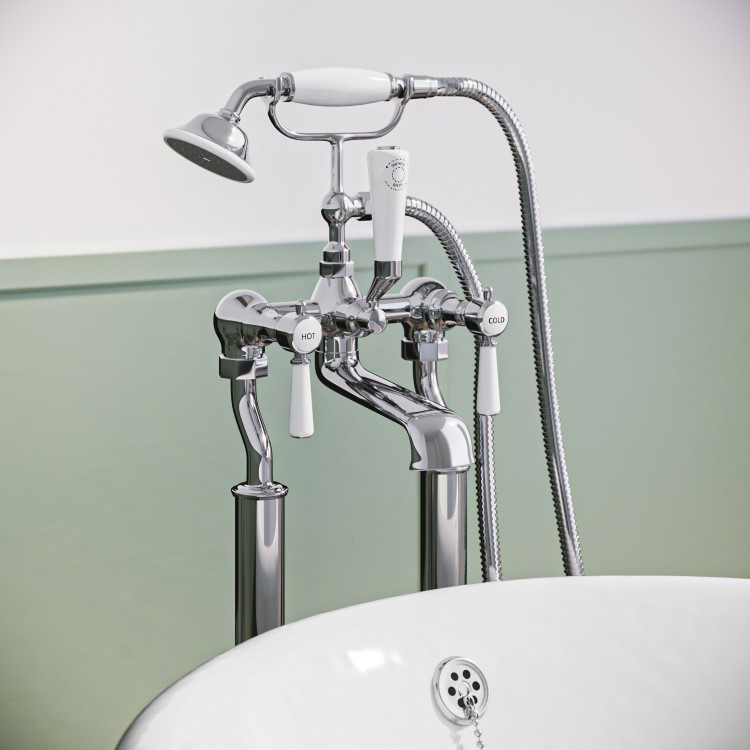 Chrome Freestanding Bath Shower Mixer Tap - Helston