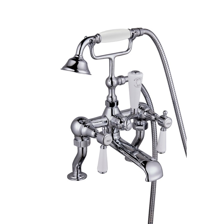 Chrome Bath Shower Mixer and Basin Tap Set - Helston