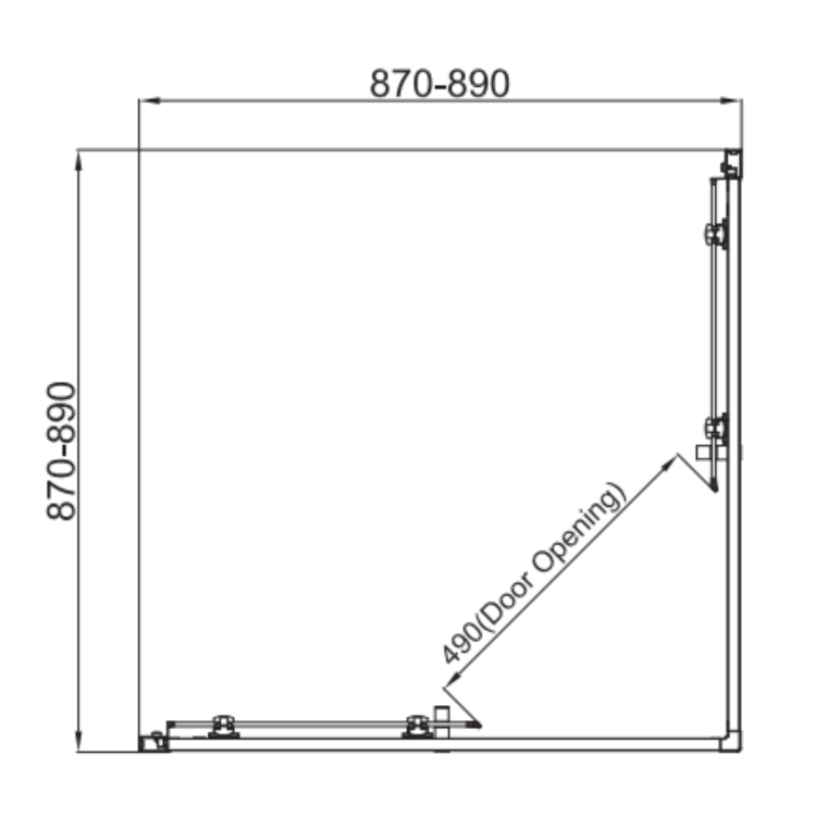 Chrome 6mm Glass Square Corner Entry Shower Enclosure 800mm -Carina