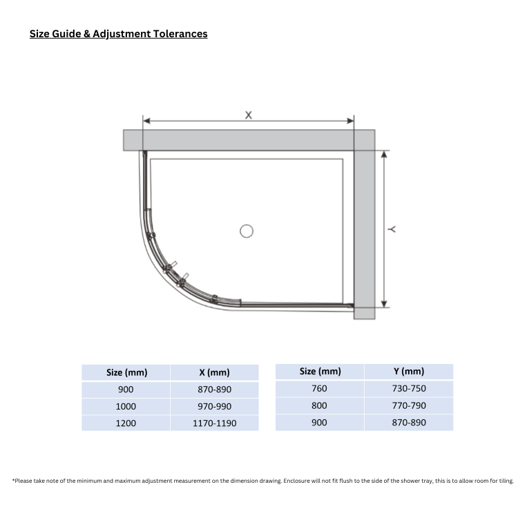 Chrome 6mm Glass Left Hand Offset Quadrant Shower Enclosure with Shower Tray 900x760mm - Carina