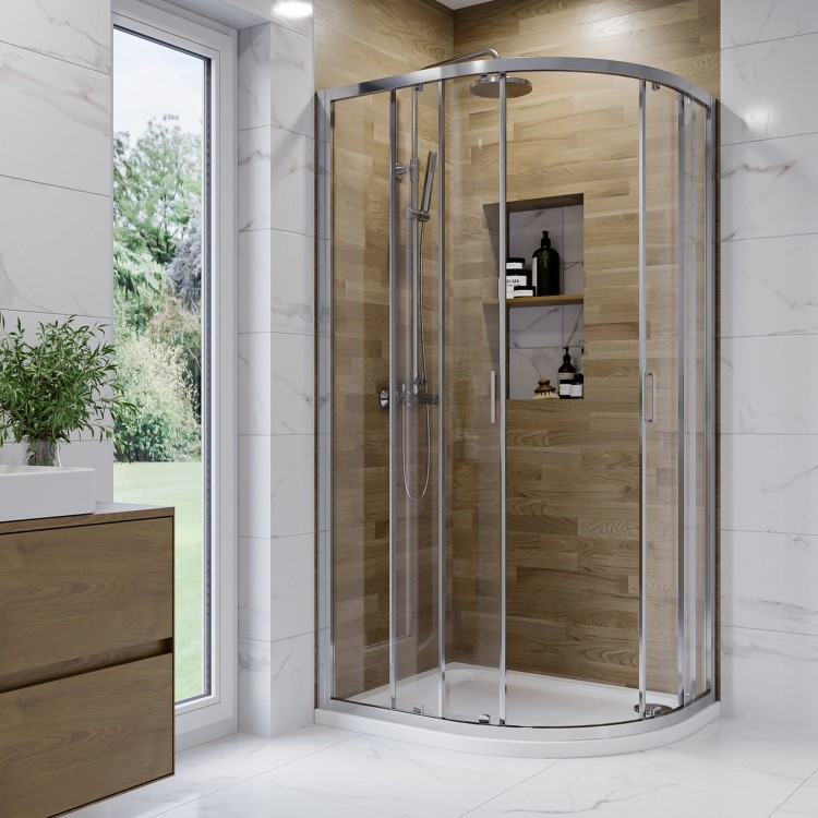 900 x 760mm Right Hand Offset Quadrant Shower Enclosure Suite with Toilet & Basin - Carina